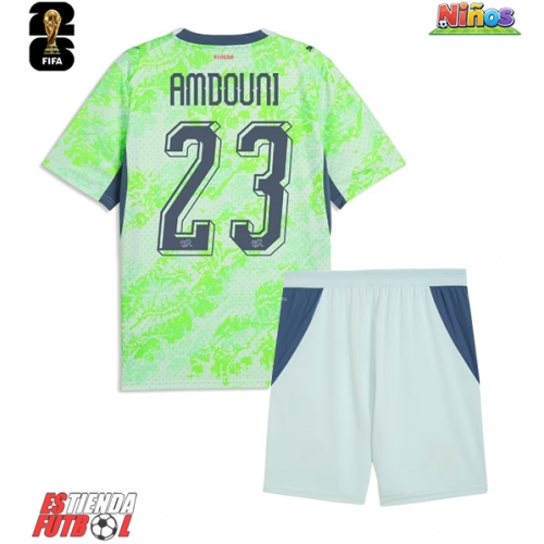 Suiza Zeki Amdouni #23 Segunda Equipación Niños Mundial 2026 Manga Corta (+ Pantalones cortos)